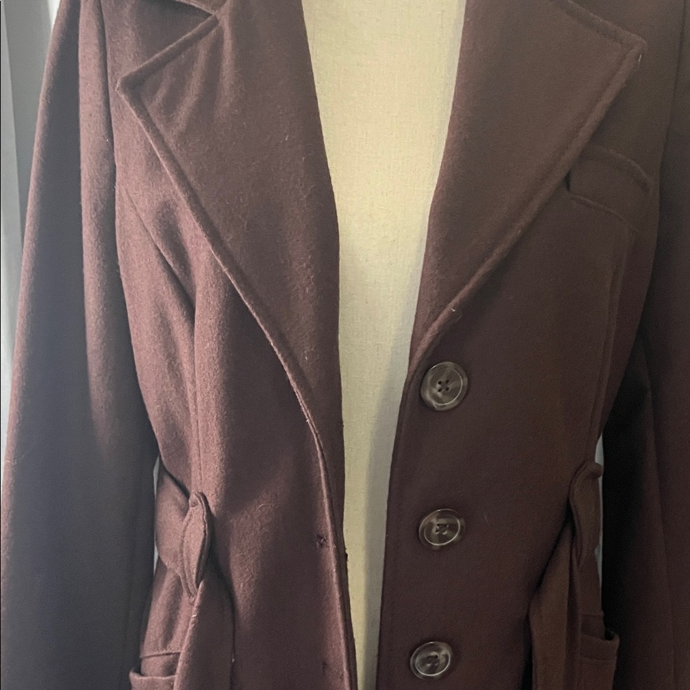 Merona Women's Rich Brown Pea Coat - Picture 2 of 6